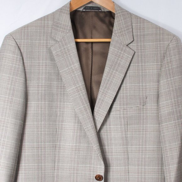 Hugo Boss Men's Sport Coat 42L Gray Brown Plaid Check TESSE Wool The Smith7 Cut - Picture 2 of 8